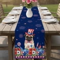 thumbnail image 4 of 4th of July Table Runner 72 Inches, Independence Day Patriotic Flowers Dogs Blue Bed Runner Dresser Scarves Tabletop for Indoor Outdoor Parties/Ceremony/Banquet, 16" x 72", 4 of 9