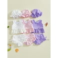 thumbnail image 3 of BemeyourBBs Toddler Baby Girl 3 Piece Swimsuit Set Summer Beach Swimwear Infant Bathing Suit Sleeveless Eyelet Ruffle Bikini Tops Bottoms and Sun Hat, 3 of 9