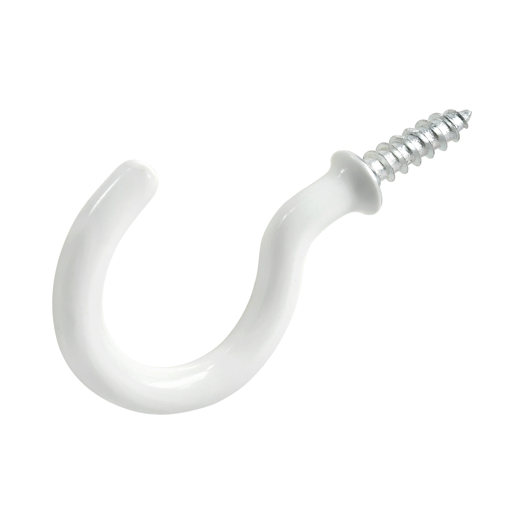 OOK White Vinyl Cup Hooks, 2.25", Screw-in Cup Hooks, 0.5 lbs. 10 Pieces