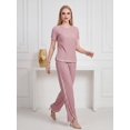 thumbnail image 4 of Conjunto 2 Piezas, Blusa Manga Corta y Pantalón Recto con Abertura, Estilo Elegante y Moderno para Mujer, 4 of 5