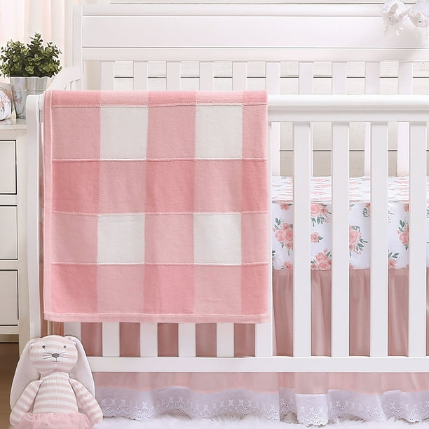 Farmhouse Pink 4 Piece Baby Girl Crib Bedding Set Rustic Country