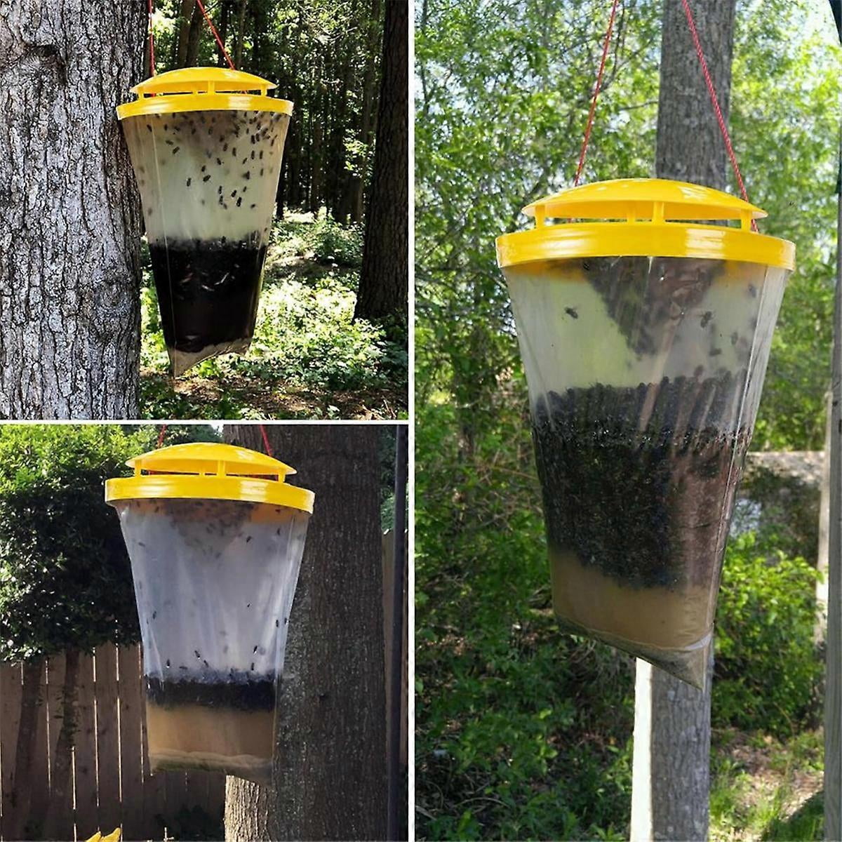 GTB 6 Pack Fly Traps Outdoor, Disposable Hanging Flies Trap Fly Trap Bag Catcher for Outside Farms, Chicken Coops, Stables