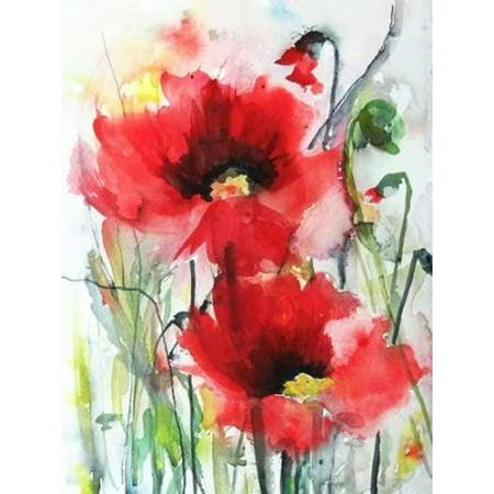 - Red Poppies Poster Print by Karin Johannesson (18 x 24)