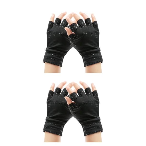 Qarigey Experimente los beneficios de los guantes de compresión Guantes sin dedos de terapia magnética compactos y livianos black black dot punto negro negro 2Conjunto