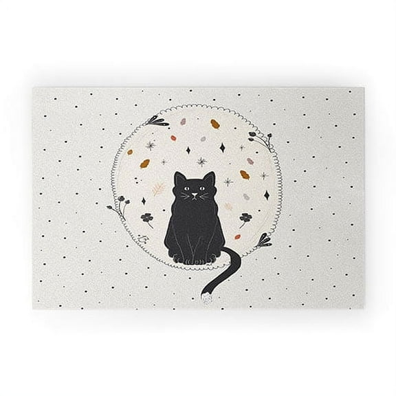 Society6 Fall Black Cat by Hello Twiggs Welcome Mat