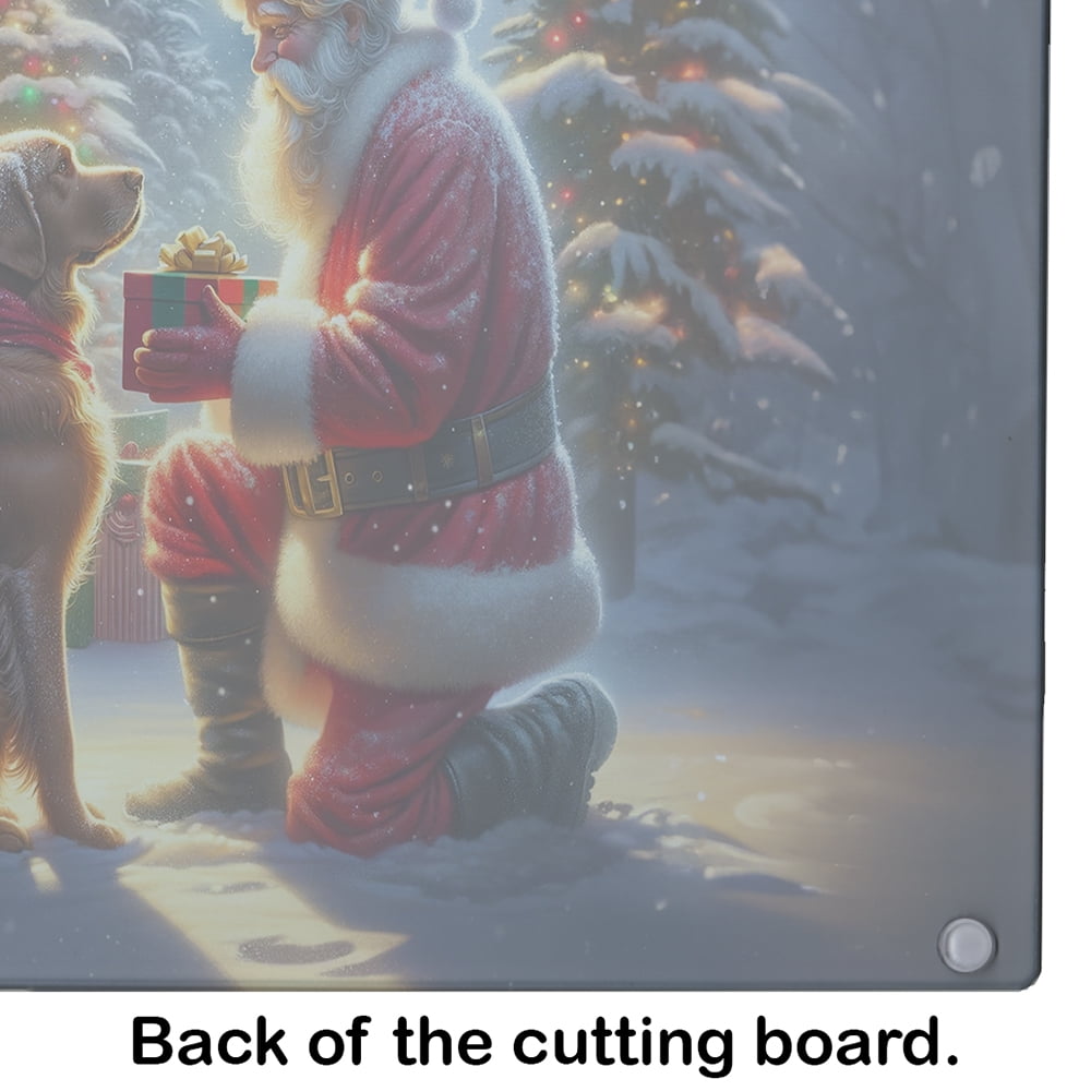 Chesapeake Bay Retriever and Santa Claus Glass Cutting Board 12 in x 15 in