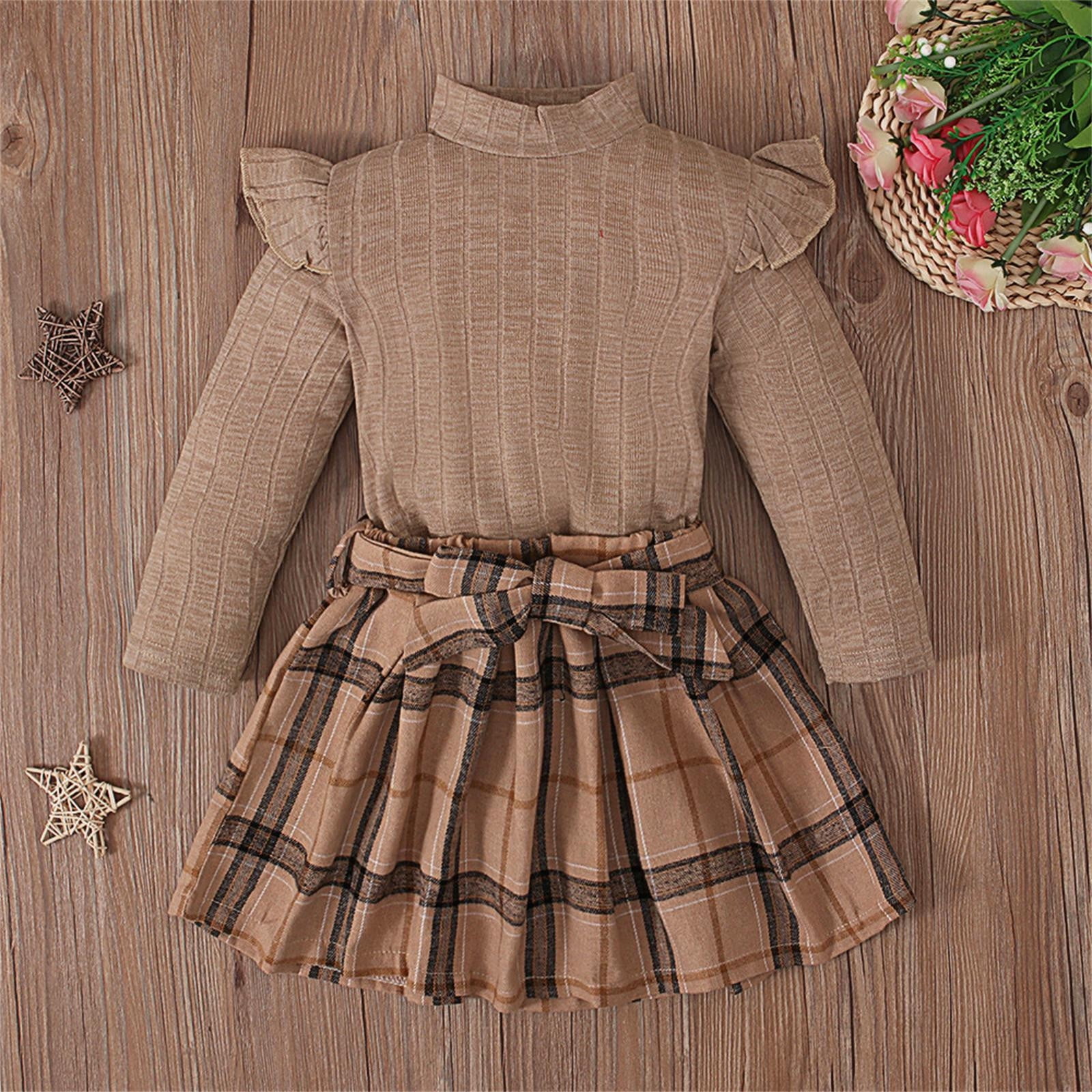 Ensemble 2 Pièces Fille Printemps/Automne - Jupe Châle + Manteau Uni - Tenue Élégante Pour Bébé Et Enfant