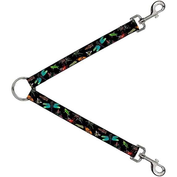 Dog Leash Splitter Insects Scattered Close Up Black 1 Foot Long 1 Inch Wide