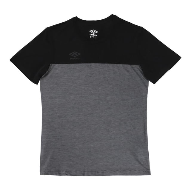 Playera Umbro Talla G Deportiva Manga Corta con Dos Bloques Gris con Negro