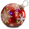 thumbnail image 1 of 18" Ornement Bijou Rouge avec la Conception de Flocon de Neige et 24 Multi LED, 1 of 4