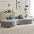 thumbnail image 2 of Modern Minimalist 105.5'' Curved Sofa with 2 Pillows – Point-Shaped Corduroy Upholstery for Living Room, No Assembly Required, 2 of 25
