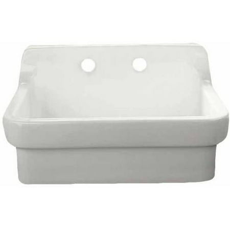 American Standard 9062 008 020 Country Kitchen Sink With High Backsplash And 8 Cc For Wall Mounted Faucet White