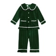 thumbnail image 1 of Pijamas navideños para niños y niñas, ropa de dormir de manga larga de terciopelo rojo, traje de Pjs Top + pantalón, 1 of 4