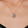 thumbnail image 3 of Gem Stone King 18K Rose Gold Plated Silver Round Swiss Blue Topaz 3 Stone Circle Pendant Necklace for Women (1.07 Cttw, Gemstone November Birthstone, With 18 inch Chain), 3 of 6