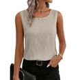thumbnail image 5 of Women Cotton Linen Tank Tops Loose Fit Casual Sleeveless Summer Linen Shirts Lightweight Gauze Crewneck Camisole 2026 20# Beige XL, 5 of 8