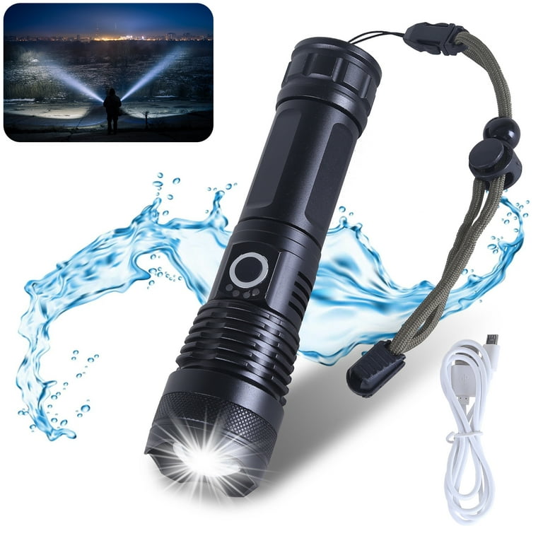 60W GT50 LED Flashlights USB Rechargeable High Power Tactical 5