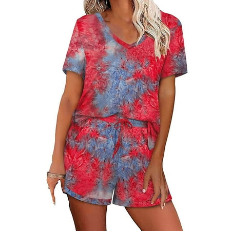 

hoksml Womens Summer Outfits Women s Fashion Two Piece Silk Sleepwear Nightwea Soft Casual Pajamas Sets