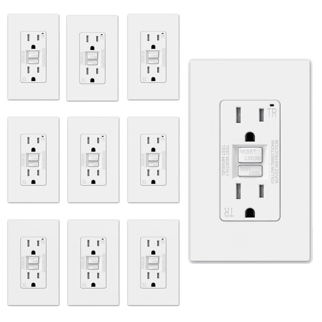 Salida GFCI ELEGRP de 15 amperios con autocomprobación con diseño más delgado, paquete de 10