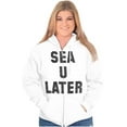 thumbnail image 4 of Funny Beach Lover Sea You Ocean Vibes Unisex Fleece Graphic Zip Up Hoodie Brisco Brands 5X, 4 of 5
