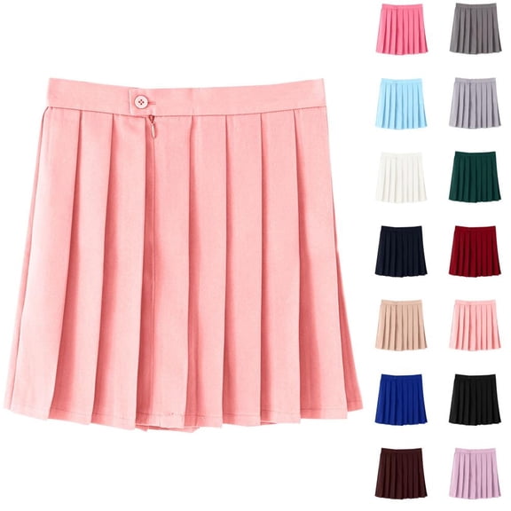 Bxsruta Teen Girls A Line Pleated Skirt High Waist College Style Soft Comfortable Short Skirt for Back to School Daily Wear