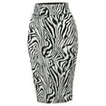 thumbnail image 1 of A2Y Women's Basic Solid Ponte Knee Length Slit Techno Span High Waist Pencil Skirt Zebra White M, 1 of 3