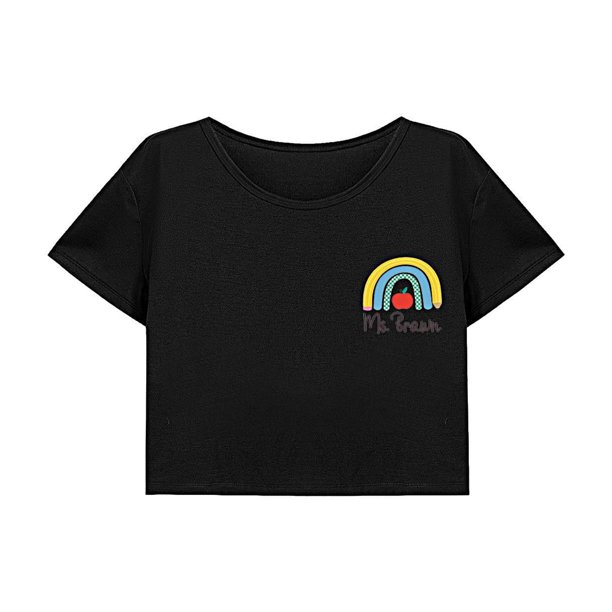 Camiseta corta informal para mujer jinwen Ropa deportiva suave con cuello redondo M