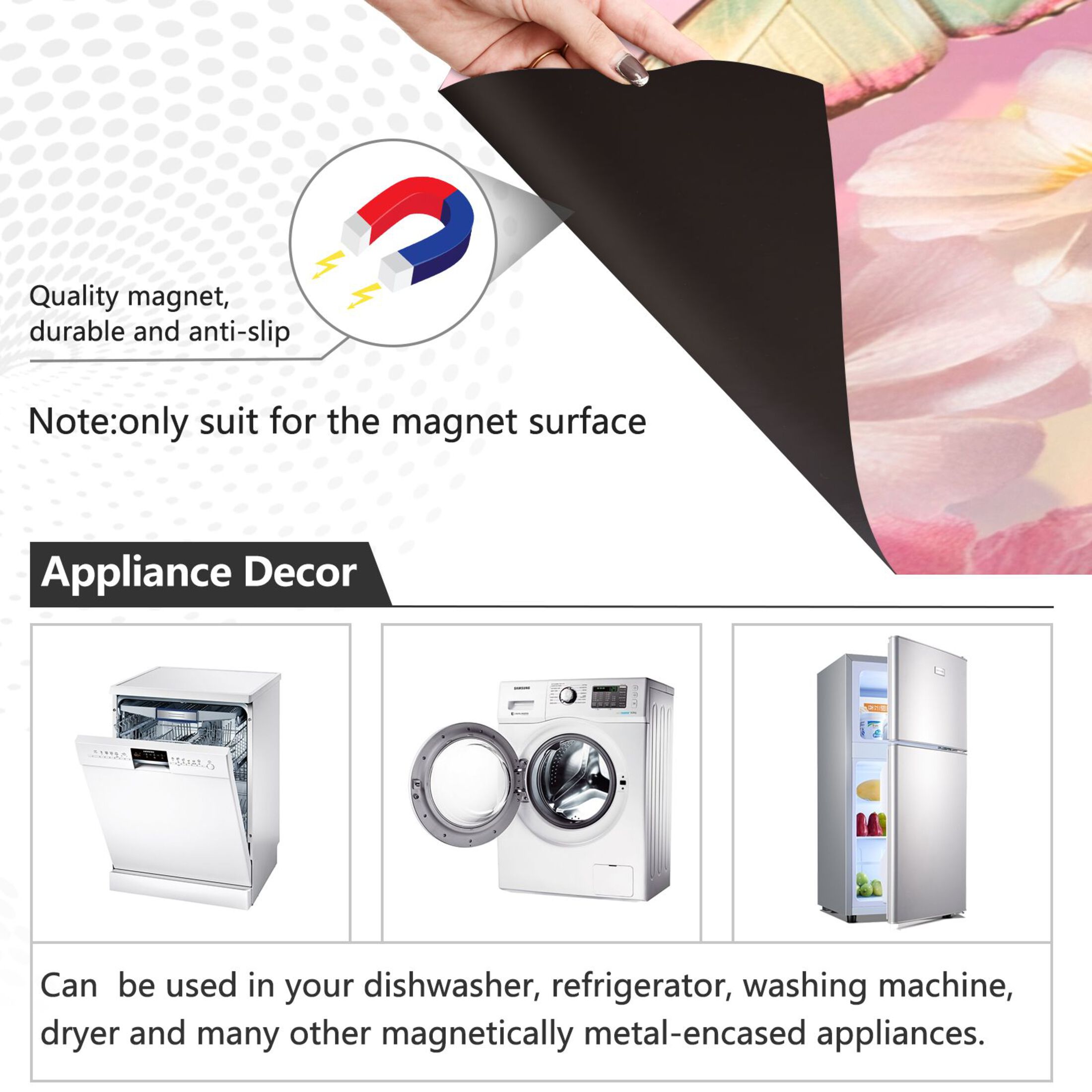 Dishwasher Magnetic Sticker 23x26 Inch Refrigerator Magnetic Sticker Washing Machine Magnetic Sticker Kitchen Panel Magnetic Sticker Home Decor Light Pink Rainbow Butterfly