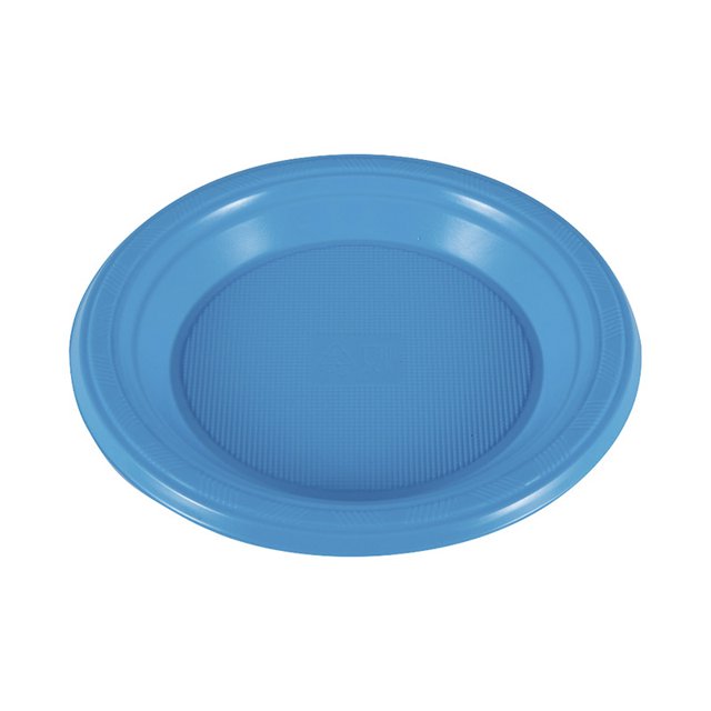 Xiao Hua 60 platos de plástico de 25 cm, desechables, para fiestas, barbacoas, picnics, viajes y eventos. Apto para microondas y reciclable (azul B).