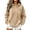 Khaki, variant on IUYRTFE Women Solid Color Hoodie Pullover Long Sleeve Drawstring Sweatshirt with Pocket Casual Top