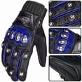thumbnail image 3 of Guantes ILM, aleación de acero, piel, nudillos duros, pantalla táctil, color azul L, 3 of 5