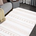 thumbnail image 3 of Boho Area Rugs 9' x 12', Washable Rug Ultra-Soft Anti-Slip Floor Cover Low Pile Farmhouse Carpet Non-Shedding Foldable Geometric Rug for for Living Room Bedroom, Light Coffee, 3 of 8