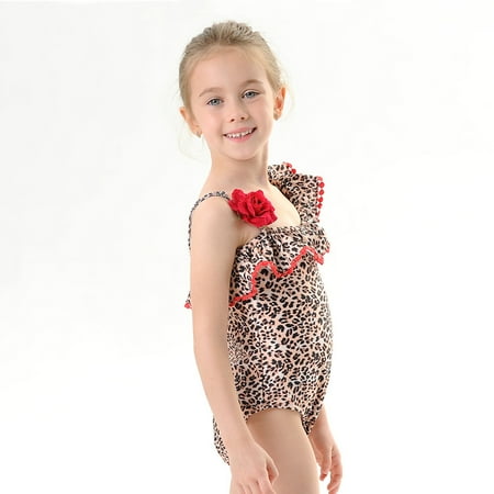 

Gubotare Toddler Girl Sleeveless Leopard Print Swimsuit Onesie Swimsuit Bikini Swimwear Girls Bathing Suits Coffee 4-5 Years