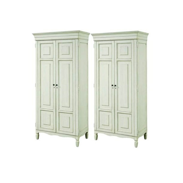 Room Set With 2 Tall Cabinets In Cotton, Storage Cabinets For Living Room Tall