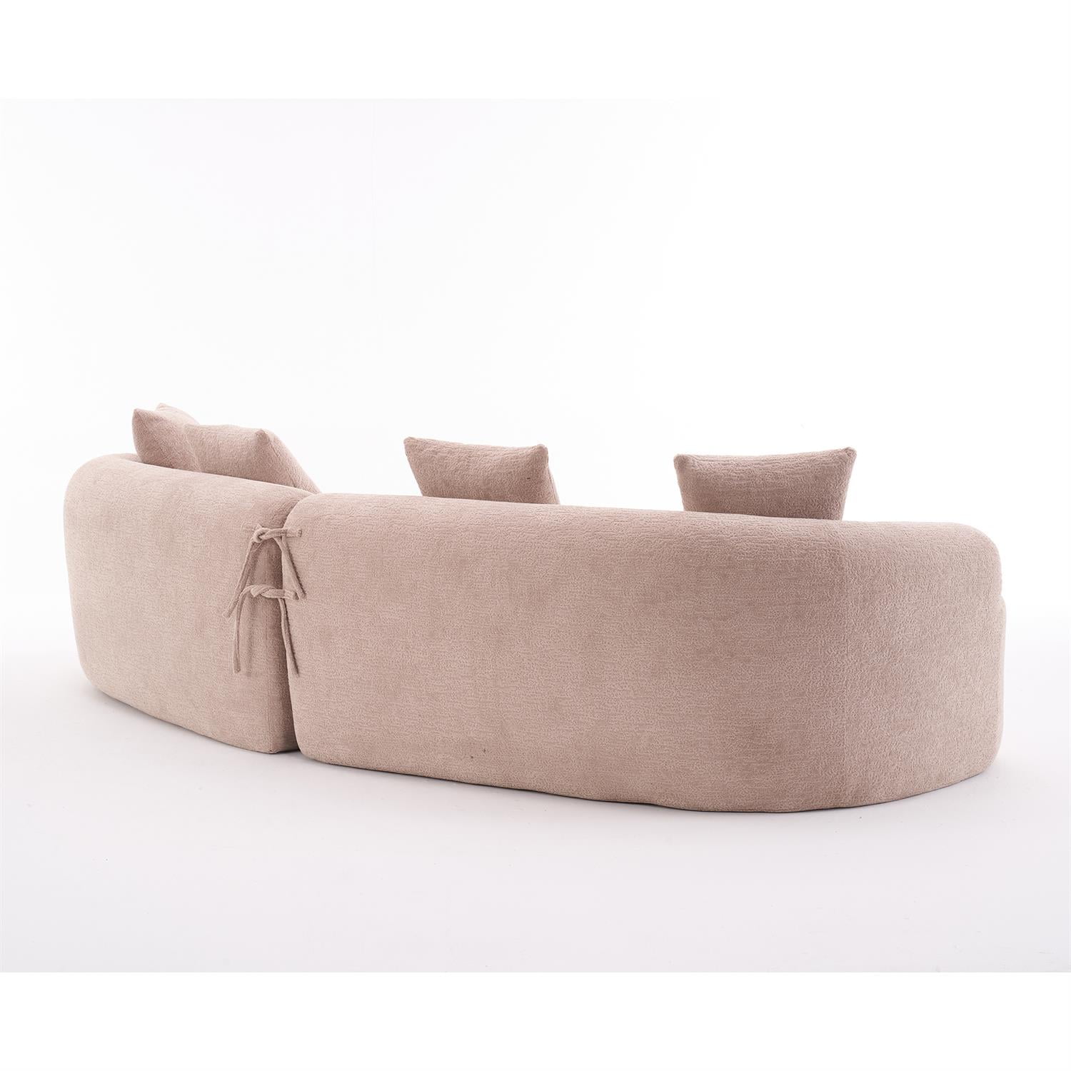 Demi Bonn 110"L Modular Sectional Sofa with Full Compression Sponge, Curved Design, High-Density Chenille Sleeper Couch for Living Room, 800 lbs Capacity, Pink