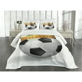thumbnail image 3 of Ambesonne King Quilted Bedspread Set 3 Pcs, Football Soccer with Crown, Queen Size, Multicolor, 3 of 5