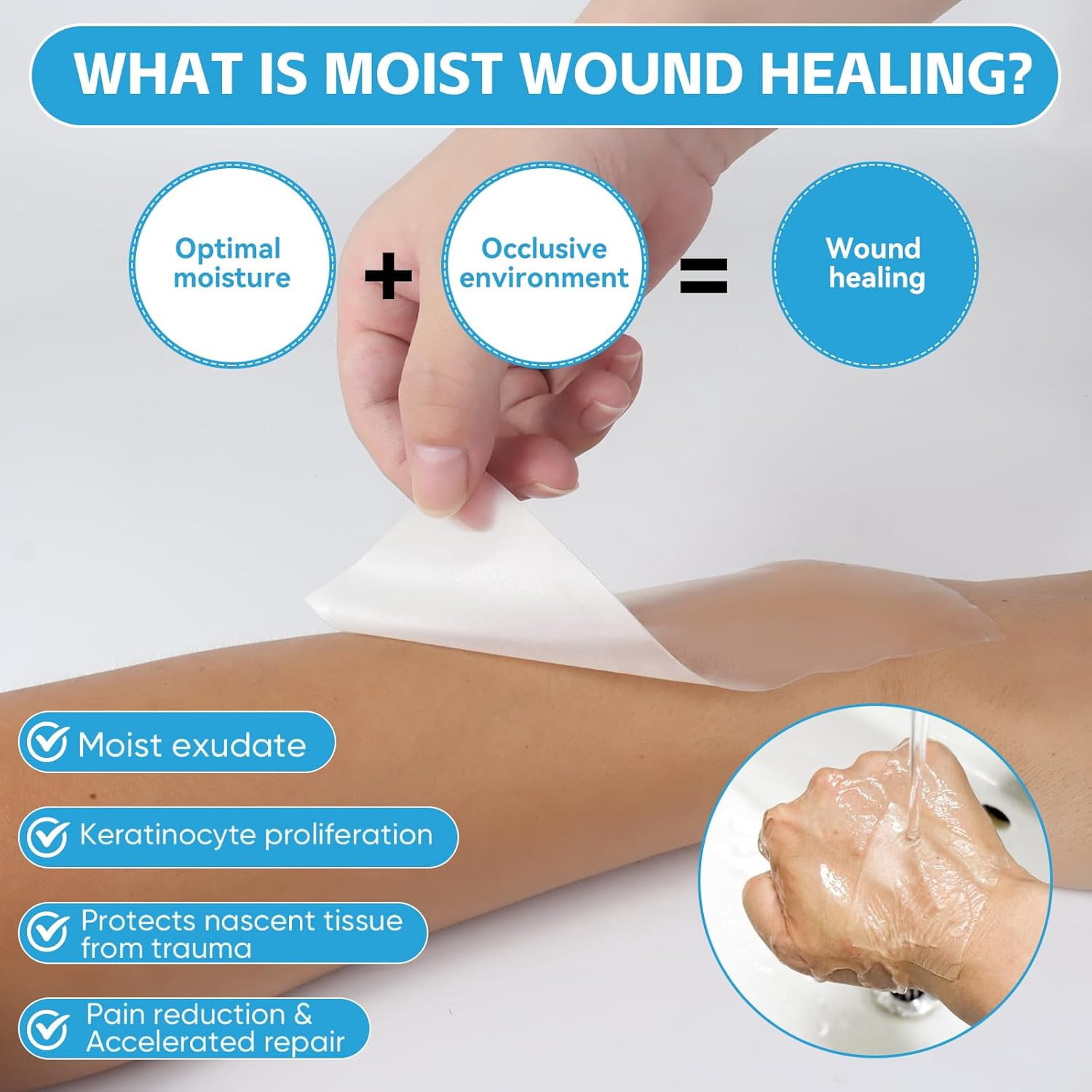 Hydrocolloid Dressing Roll for Wound Care, 4in*10ft, Cut-to-Size Patch, Hydrocolloid Bandages with Self-Adhesive, Ultra Absorbent, Flexible & Waterproof, First Aid Kit Essential