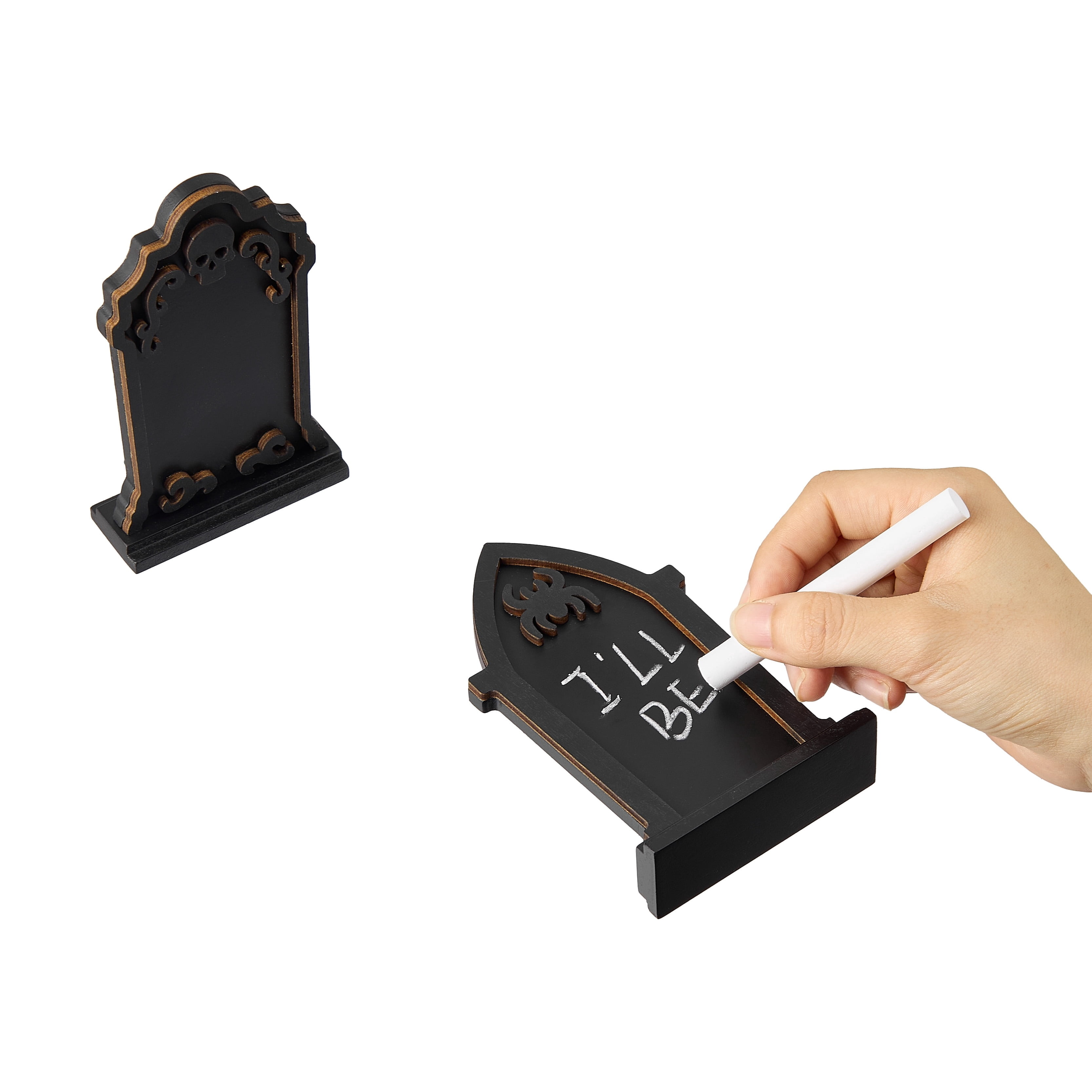 Mini Chalkboard Tombstone Decorations, Black, 9 Pieces, Halloween by Way To Celebrate