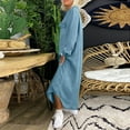 thumbnail image 3 of Tralilbee Robe en Denim Unie Vintage Décontractée pour Femmes à Manches Longues, Mode, Col en V, Boutons, Poche, Robe Longue Ample, Robe de Soirée Décontractée Ample, 3 of 4