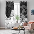 thumbnail image 5 of Black Grey Ombre Kitchen Curtains 96 Inch Length, Abstract Modern Geometric Moire Art Grommet Top Bedroom Living Room Curtains, Light Filtering Cafe Curtain Drapes 2 Panels Set 104''x96'', 5 of 9