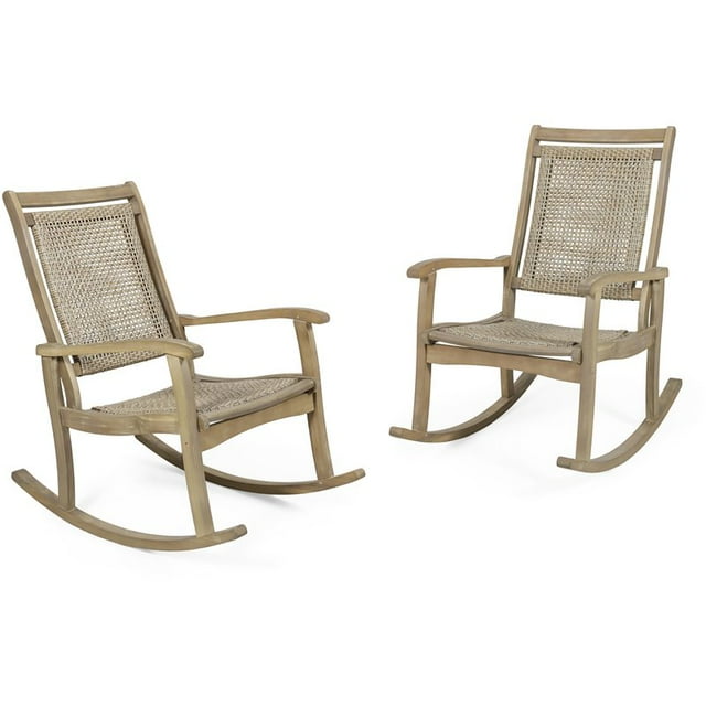Noble House Lucas Rustique Chaise à Bascule en Osier (Lot de 2) Brun Clair/multi-Brun