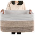 thumbnail image 1 of Cesta de Cuerda Extragrande, de 55 x 43 x 30 cm,  Algodón Cesta de Lavandería de Cuerda Tejida con Asas, Cesta Ropa Sucia, Cesto Organizador de Juguetes, Caja de Almacenamiento, 1 of 7