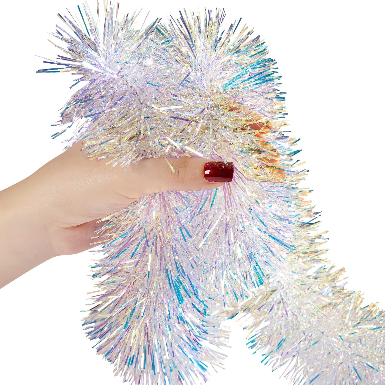 Ayieyill 33ft Tinsel Garland, Iridescent photo 1