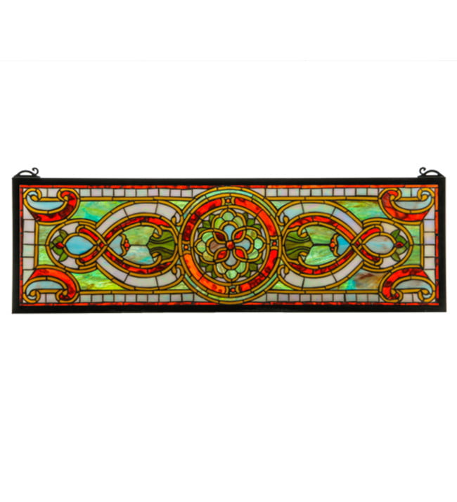 35"W X 11"H Evelyn in Topaz Transom Stained Glass Window