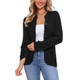 thumbnail image 1 of Suéteres de Cardigan INSPIRE CHIC para mujer, de frente abierto, con botones, de manga larga, casual de otoño, tejido de cable con bolsillos, L negro, 1 of 6