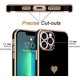 thumbnail image 3 of (Negro) Funda para iPhone 13 Pro, Funda fina de silicona chapada en oro y zinc con patrón de corazón, resistente a golpes y arañazos, 3 of 5