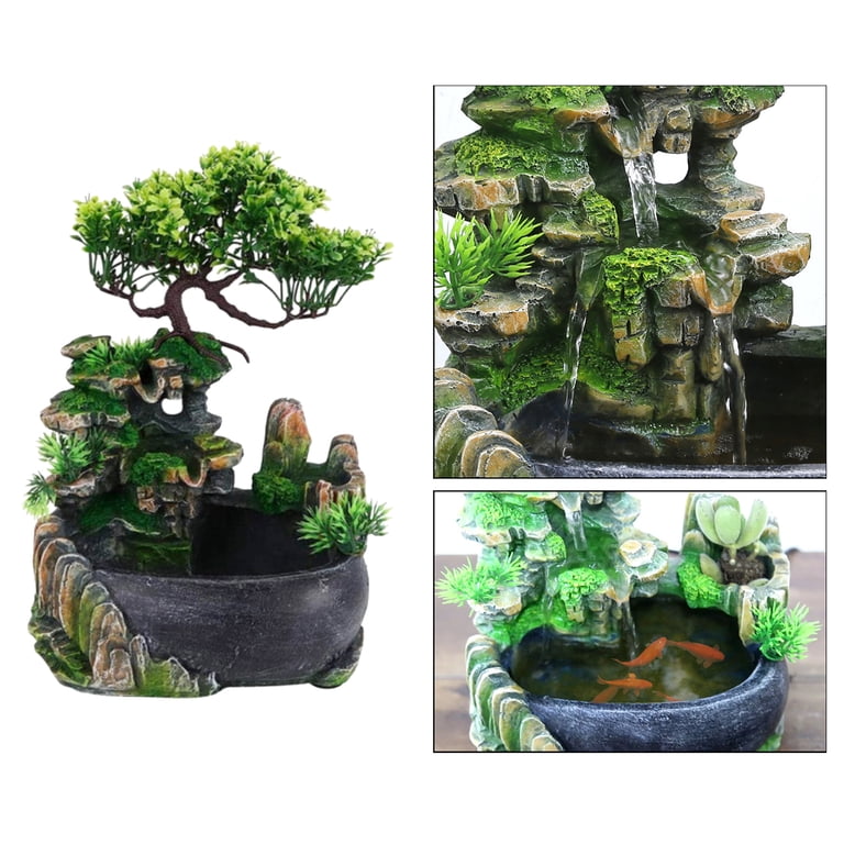 Tabletop Fountain, Resin Mini Silent Colorful Light Waterfall Fountain  Meditation Desktop Simulation Rockery Water Fountain Bonsai Home Decor , -  Walmart.com