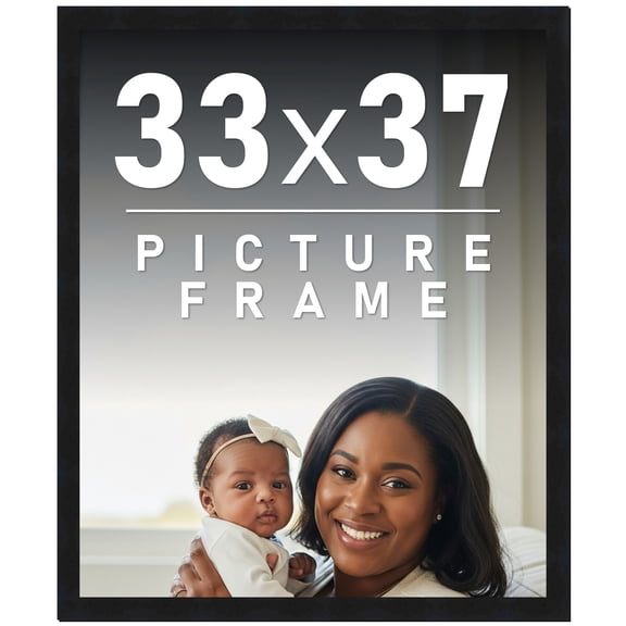 33x37 Frame Black Solid Wood Picture Frame | 0.75 Inch Moulding Width | Includes UV Acrylic