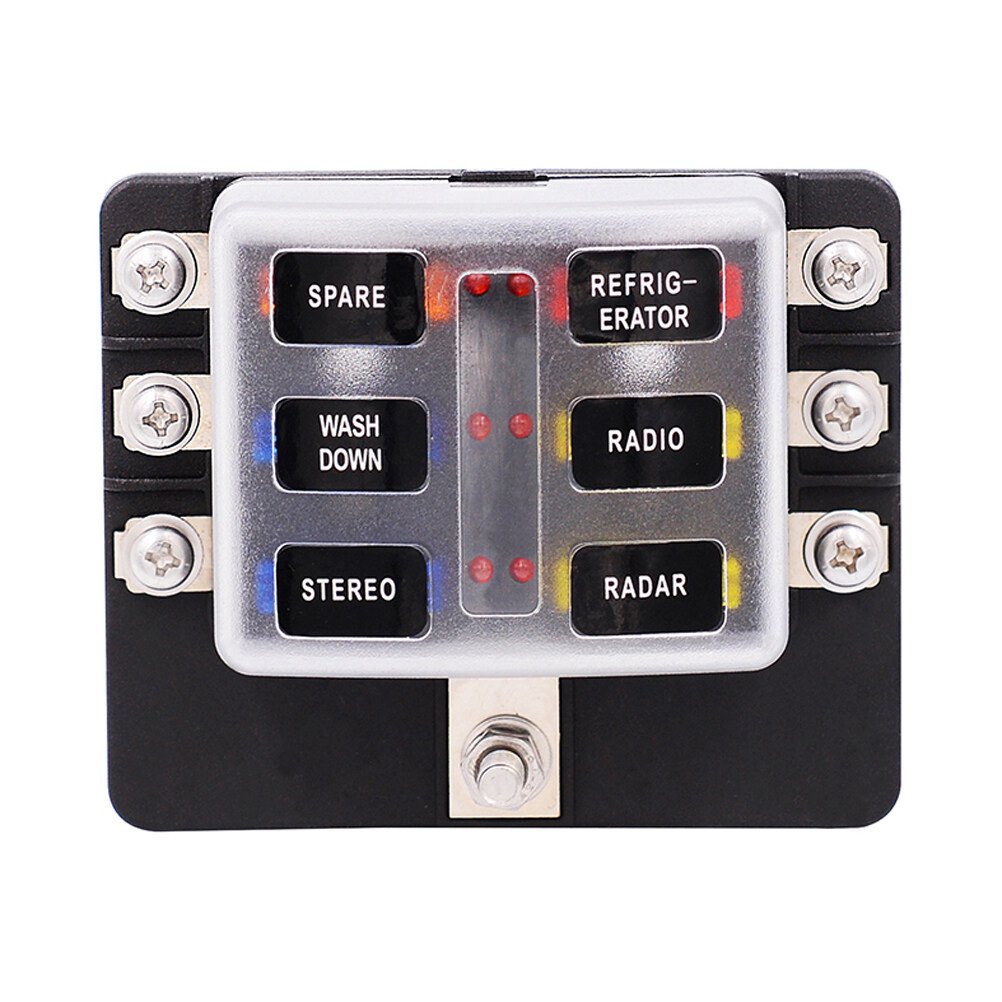 LABSERRON Car Fuse Box Labserron Rv 8-Output Pbt Anti-Temp Black LED Break Indicator