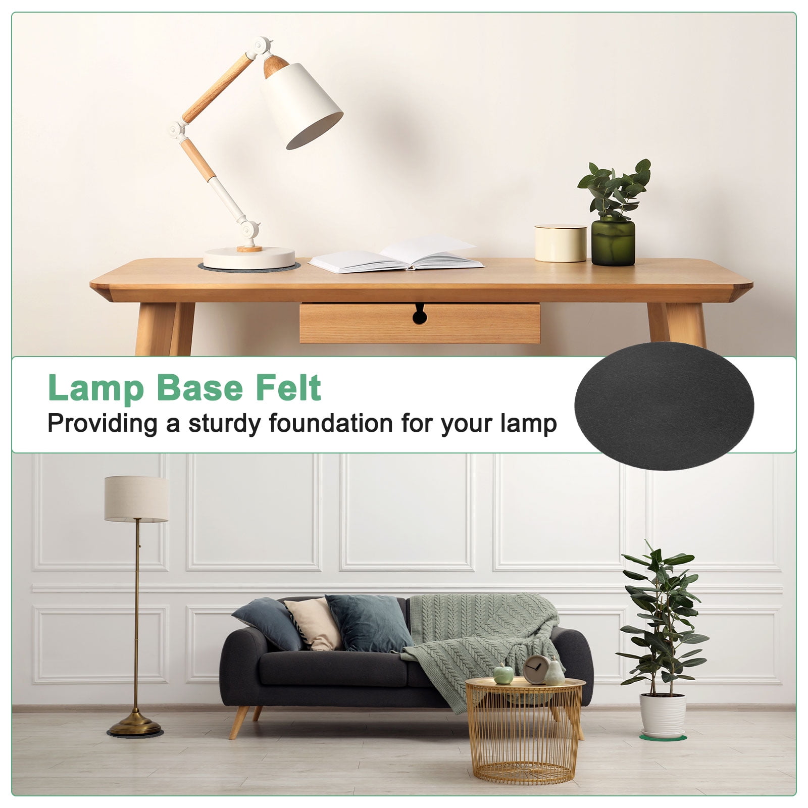 Uxcell 30-Pack Lamp Base Felt, 7 Inch Dia. 2mm Thick Self Adhesive Round Fabric Felt Pads for Lamp/Furniture/DIY [Black]
