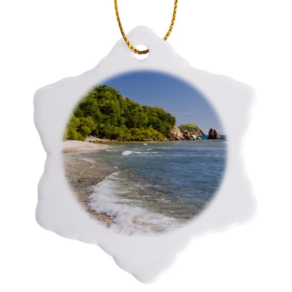 3drose, British Virgin Islands, Peter Island, White Bay Beach-ca10 Tdr0023 - Trish Drury, 3 inch Snowflake Porcelain Ornament